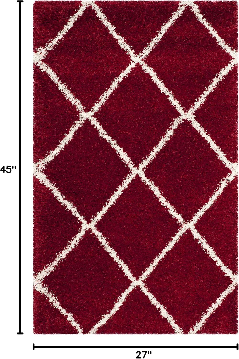 image:imageSAFAVIEH Hudson Shag Collection Area Rug 53 x 76 Ivory amp Grey Modern Trellis Design NonShedding amp Easy Care 2inch Thick Ideal for High Traffic Areas in Living Room Bedroom SGH281ARedIvory