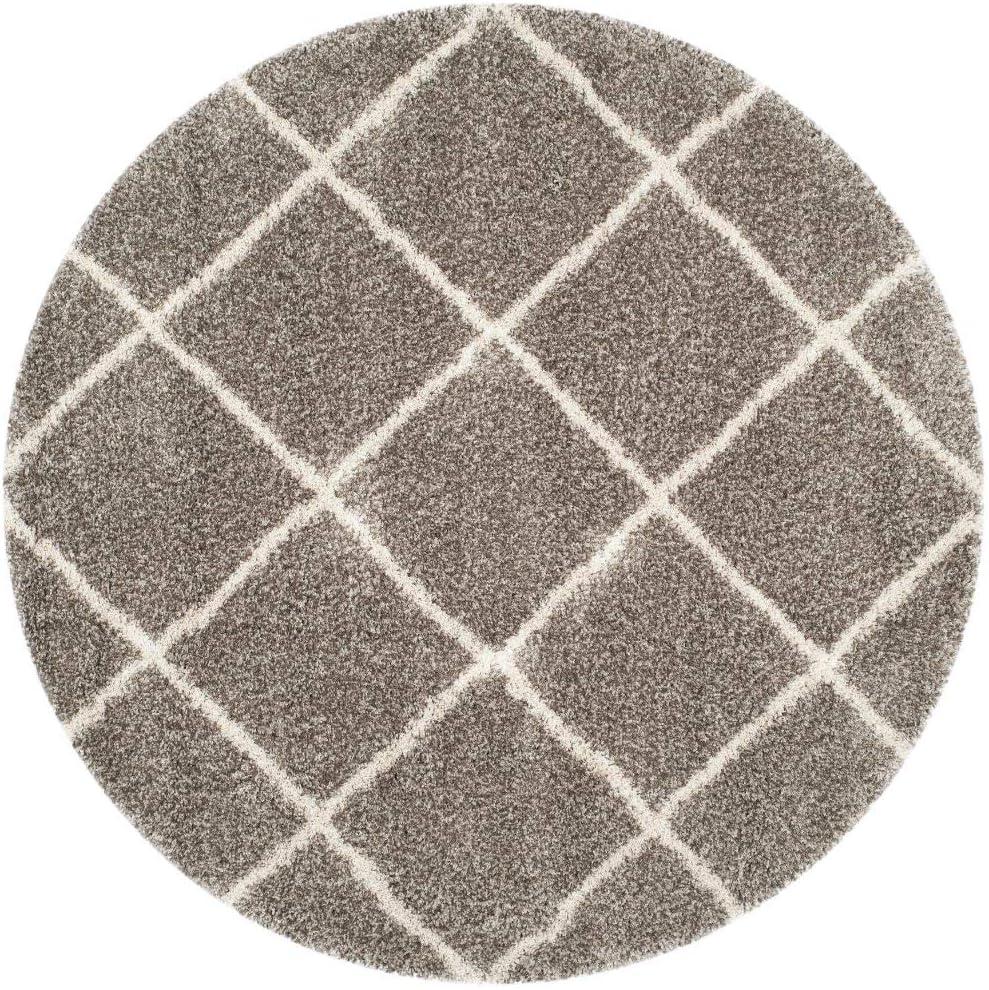 image:imageSAFAVIEH Hudson Shag Collection Area Rug 53 x 76 Ivory amp Grey Modern Trellis Design NonShedding amp Easy Care 2inch Thick Ideal for High Traffic Areas in Living Room Bedroom SGH281AGreyIvory