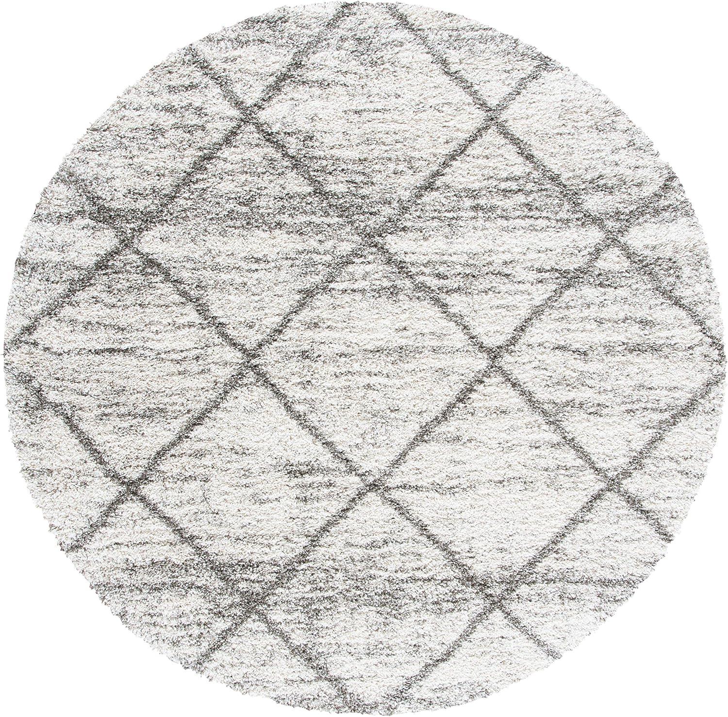 image:imageSAFAVIEH Hudson Shag Collection Area Rug 53 x 76 Ivory amp Grey Modern Trellis Design NonShedding amp Easy Care 2inch Thick Ideal for High Traffic Areas in Living Room Bedroom SGH281AGreyBeige