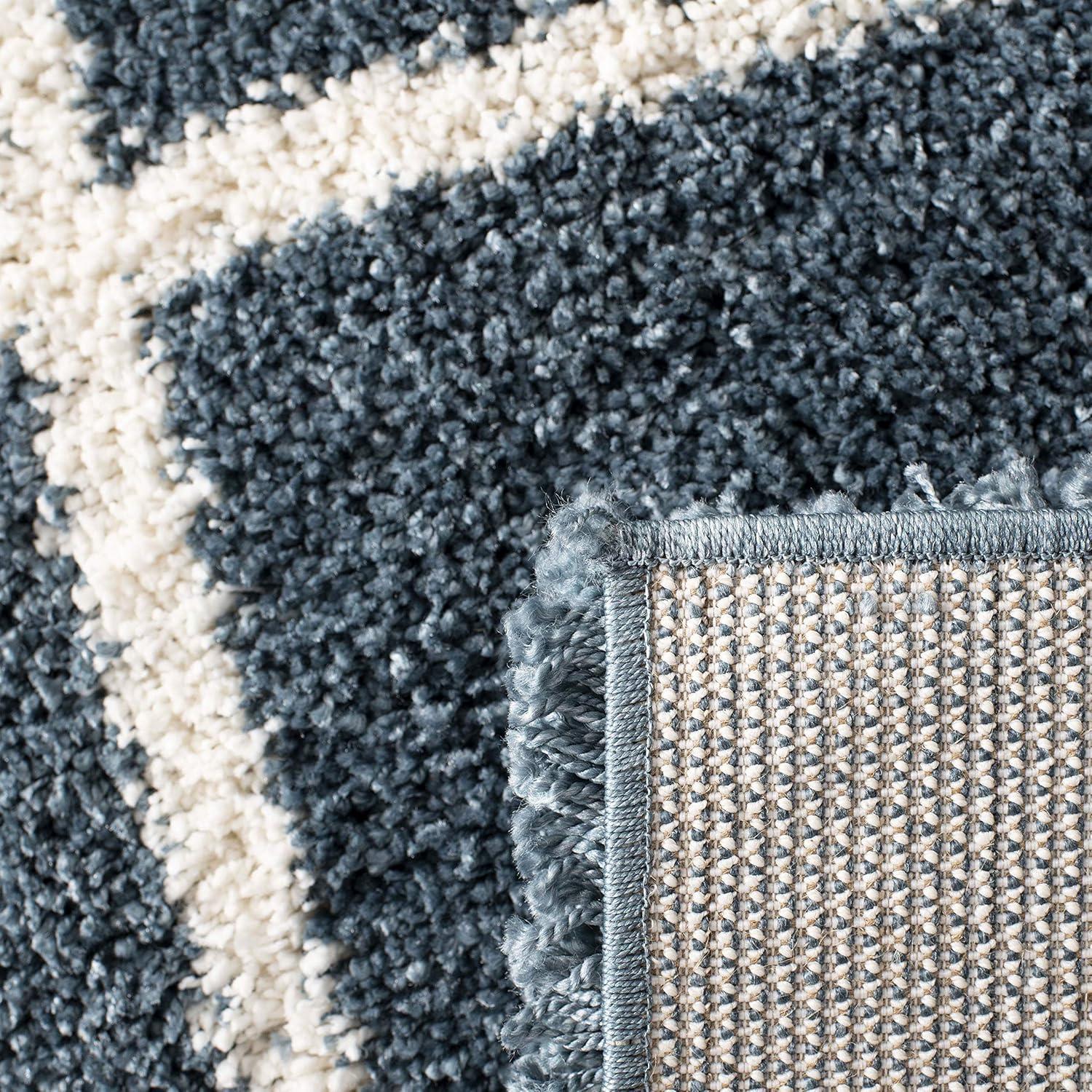 image:imageSAFAVIEH Hudson Shag Collection Area Rug 53 x 76 Ivory amp Grey Modern Trellis Design NonShedding amp Easy Care 2inch Thick Ideal for High Traffic Areas in Living Room Bedroom SGH281ASlate BlueIvory