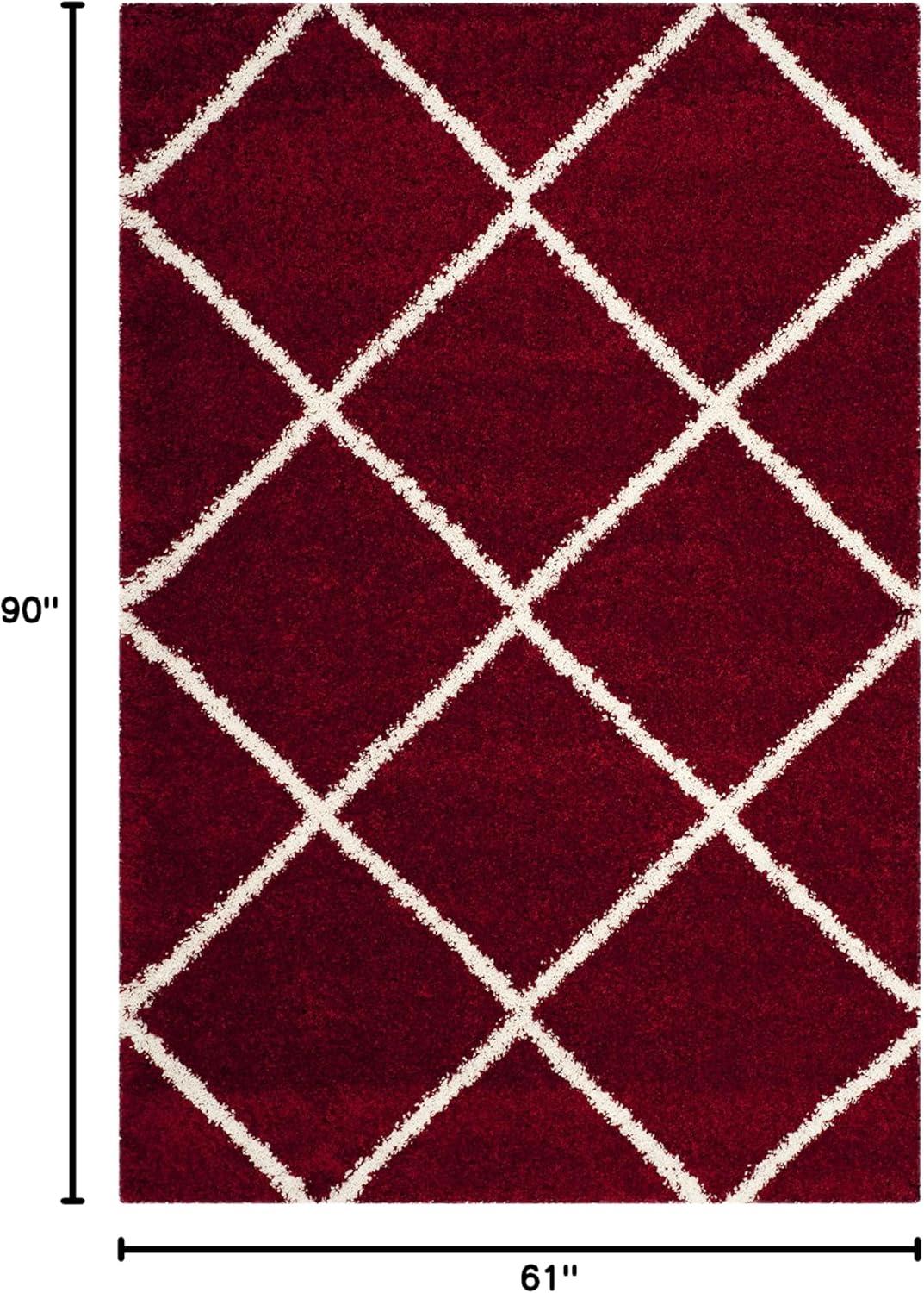 image:imageSAFAVIEH Hudson Shag Collection Area Rug 53 x 76 Ivory amp Grey Modern Trellis Design NonShedding amp Easy Care 2inch Thick Ideal for High Traffic Areas in Living Room Bedroom SGH281ARedIvory