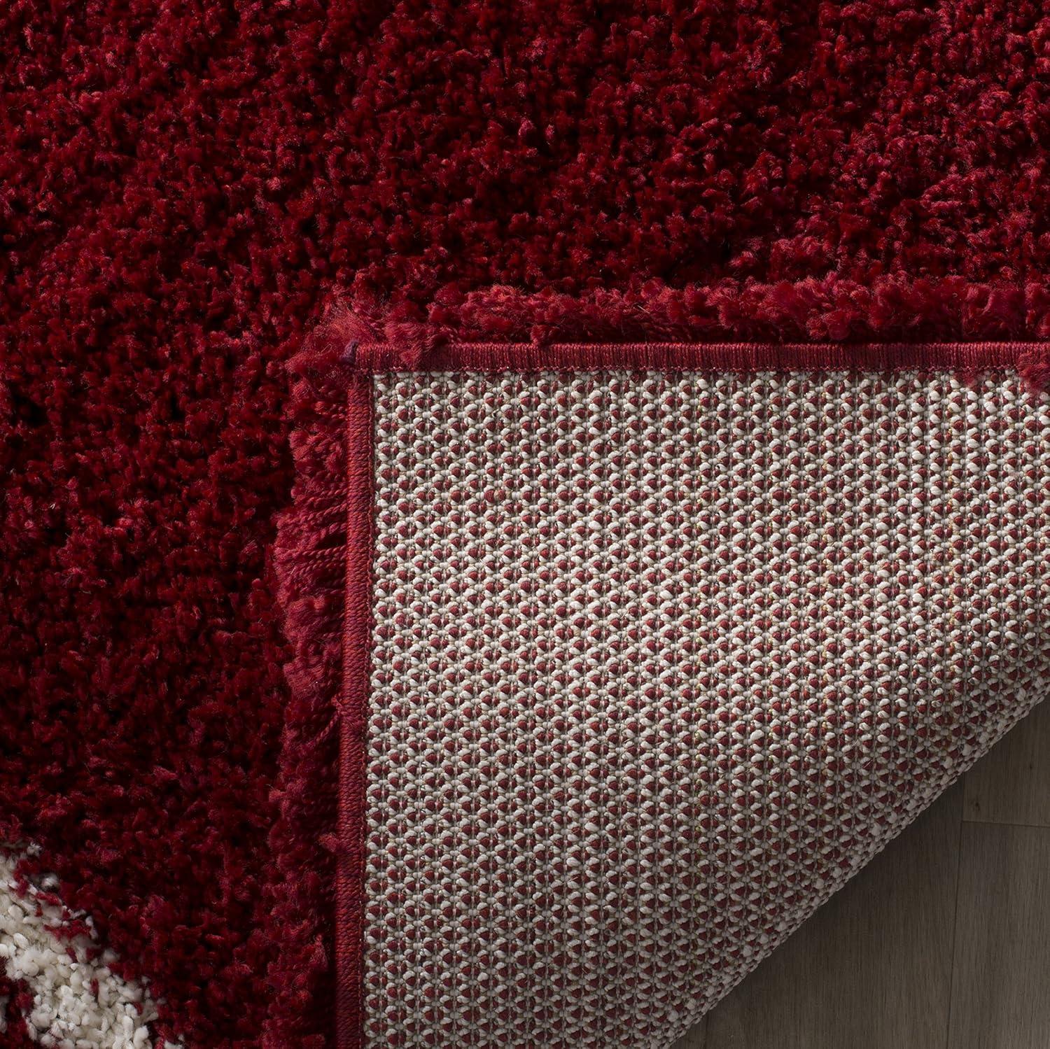image:imageSAFAVIEH Hudson Shag Collection Area Rug 53 x 76 Ivory amp Grey Modern Trellis Design NonShedding amp Easy Care 2inch Thick Ideal for High Traffic Areas in Living Room Bedroom SGH281ARedIvory