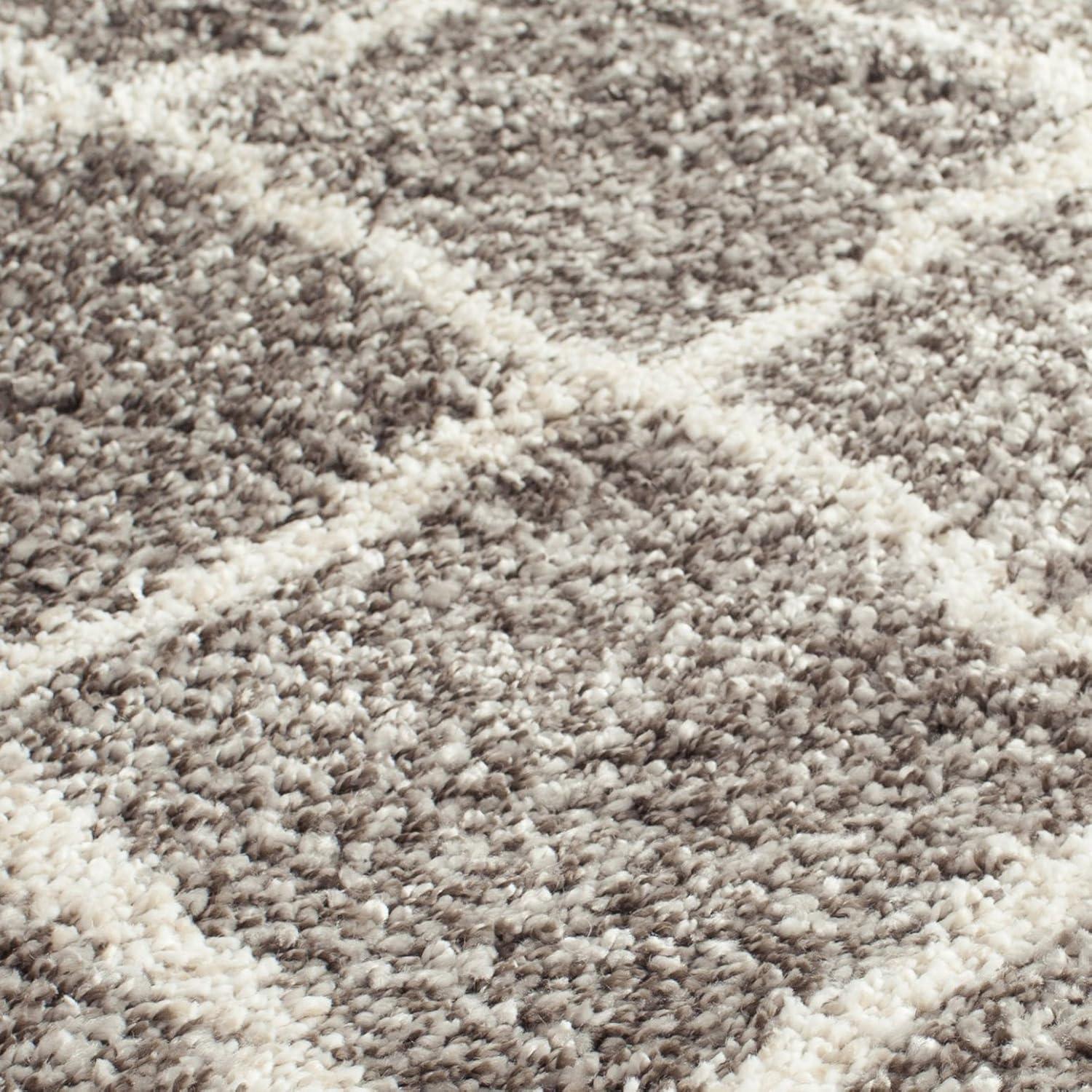 image:imageSAFAVIEH Hudson Shag Collection Area Rug 53 x 76 Ivory amp Grey Modern Trellis Design NonShedding amp Easy Care 2inch Thick Ideal for High Traffic Areas in Living Room Bedroom SGH281AGreyIvory
