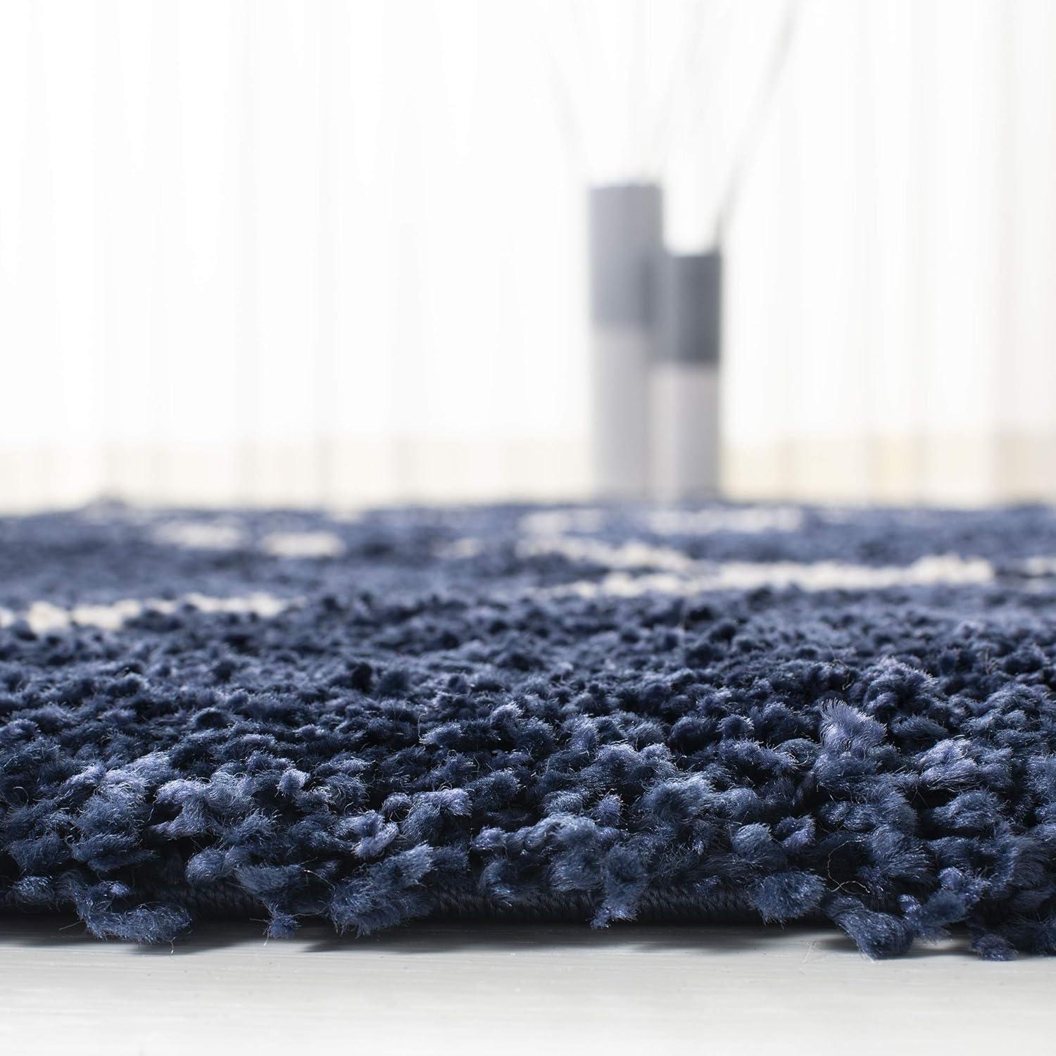 image:imageSAFAVIEH Hudson Shag Collection Area Rug 53 x 76 Ivory amp Grey Modern Trellis Design NonShedding amp Easy Care 2inch Thick Ideal for High Traffic Areas in Living Room Bedroom SGH281ANavyIvory