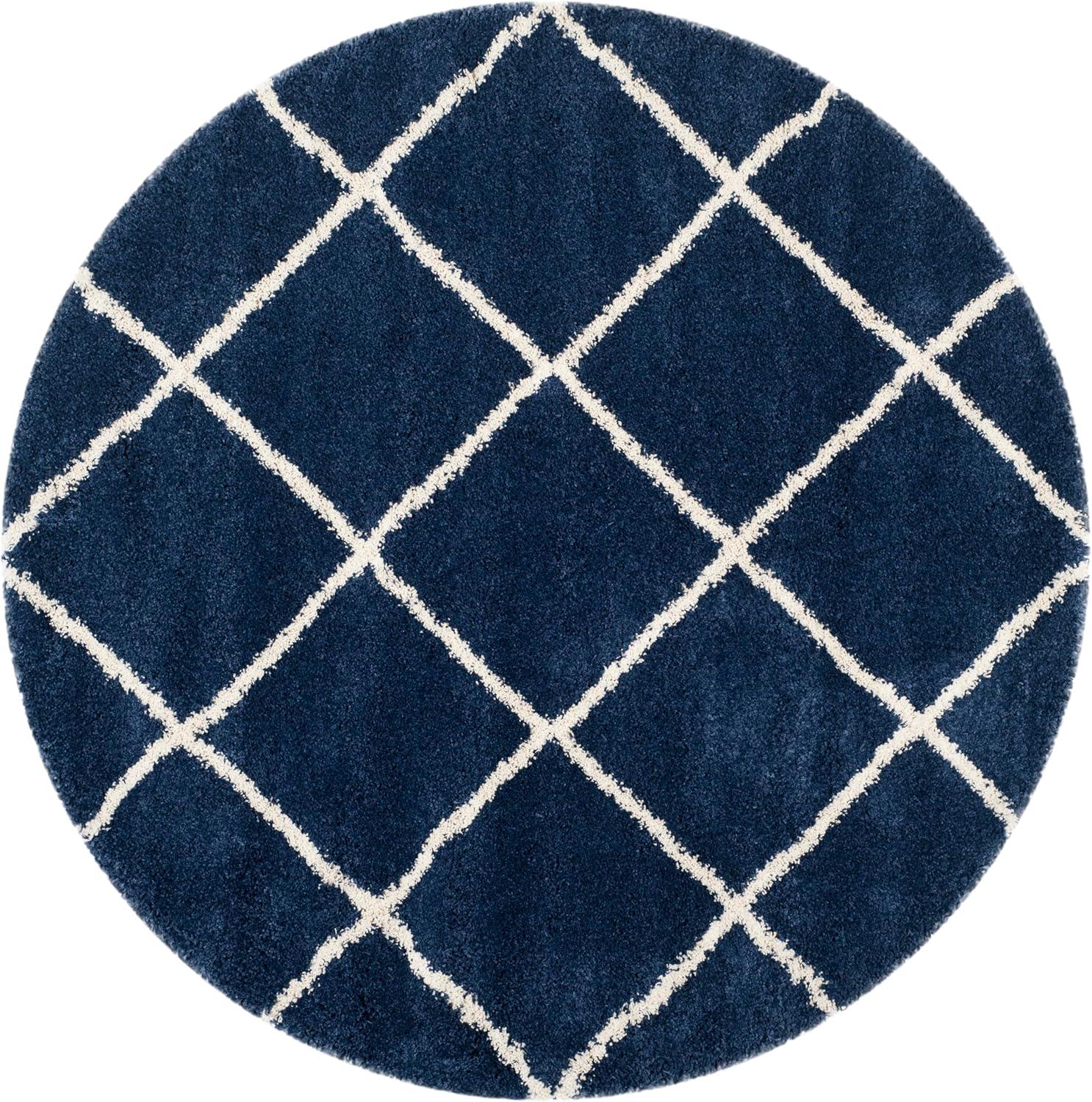 image:imageSAFAVIEH Hudson Shag Collection Area Rug 53 x 76 Ivory amp Grey Modern Trellis Design NonShedding amp Easy Care 2inch Thick Ideal for High Traffic Areas in Living Room Bedroom SGH281ANavyIvory