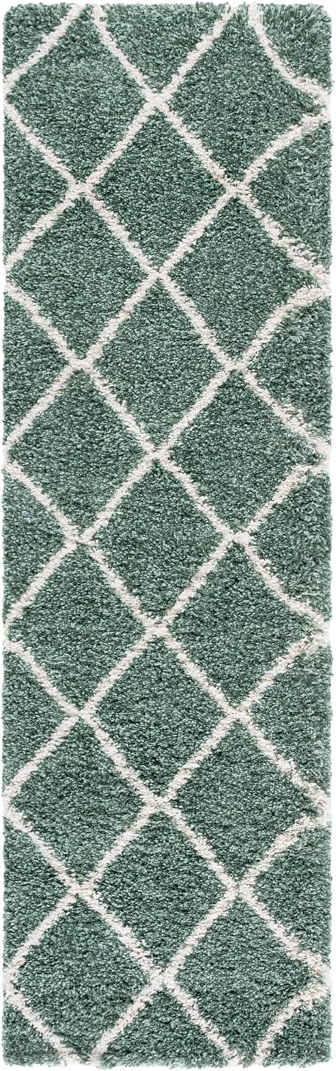 image:imageSAFAVIEH Hudson Shag Collection Area Rug 53 x 76 Ivory amp Grey Modern Trellis Design NonShedding amp Easy Care 2inch Thick Ideal for High Traffic Areas in Living Room Bedroom SGH281AGreenIvory