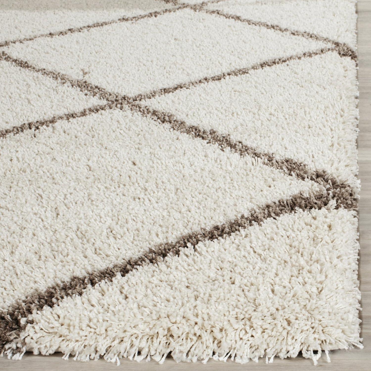 image:imageSAFAVIEH Hudson Shag Collection Area Rug 53 x 76 Ivory amp Grey Modern Trellis Design NonShedding amp Easy Care 2inch Thick Ideal for High Traffic Areas in Living Room Bedroom SGH281AGreyIvory