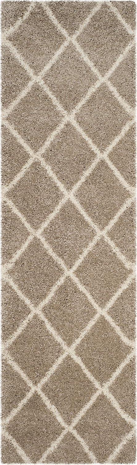 image:imageSAFAVIEH Hudson Shag Collection Area Rug 53 x 76 Ivory amp Grey Modern Trellis Design NonShedding amp Easy Care 2inch Thick Ideal for High Traffic Areas in Living Room Bedroom SGH281ABeigeIvory