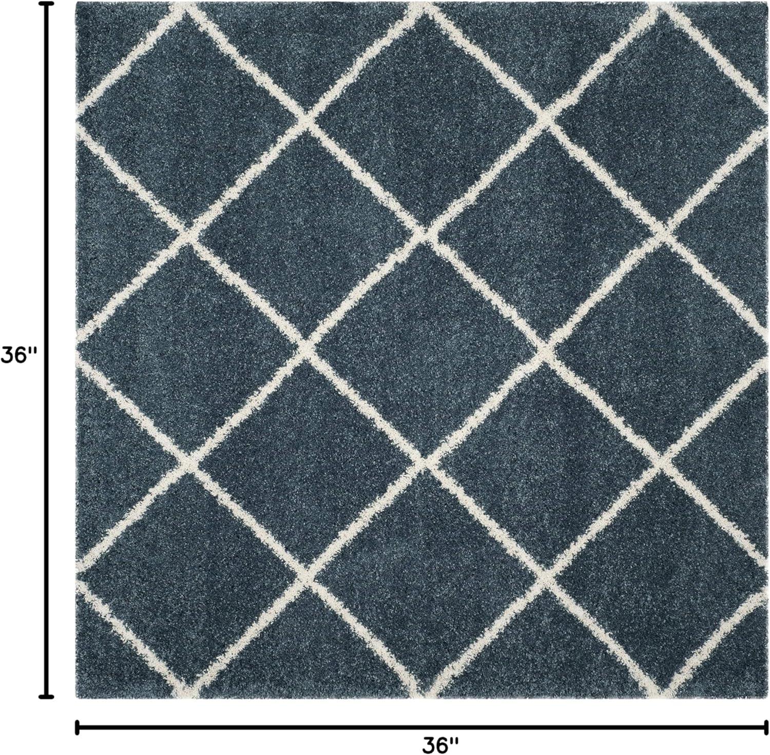 image:imageSAFAVIEH Hudson Shag Collection Area Rug 53 x 76 Ivory amp Grey Modern Trellis Design NonShedding amp Easy Care 2inch Thick Ideal for High Traffic Areas in Living Room Bedroom SGH281ASlate BlueIvory