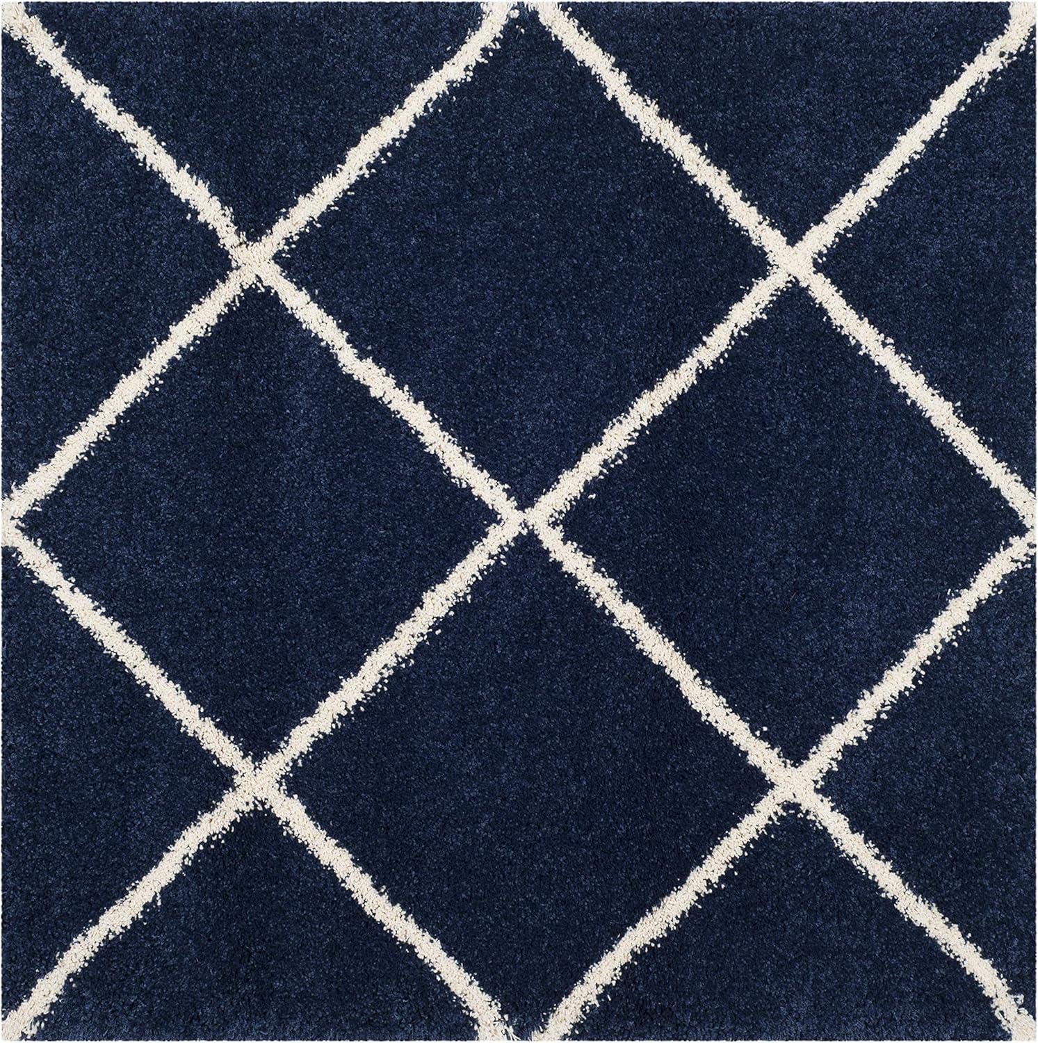 image:imageSAFAVIEH Hudson Shag Collection Area Rug 53 x 76 Ivory amp Grey Modern Trellis Design NonShedding amp Easy Care 2inch Thick Ideal for High Traffic Areas in Living Room Bedroom SGH281ANavyIvory
