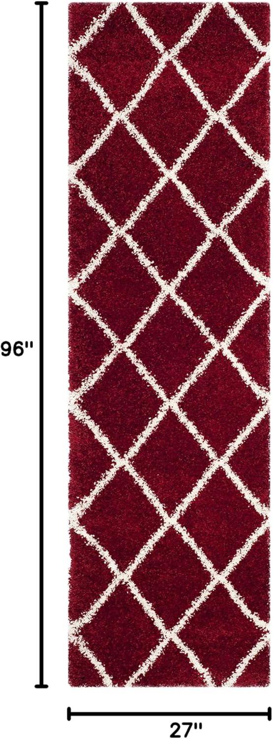 image:imageSAFAVIEH Hudson Shag Collection Area Rug 53 x 76 Ivory amp Grey Modern Trellis Design NonShedding amp Easy Care 2inch Thick Ideal for High Traffic Areas in Living Room Bedroom SGH281ARedIvory