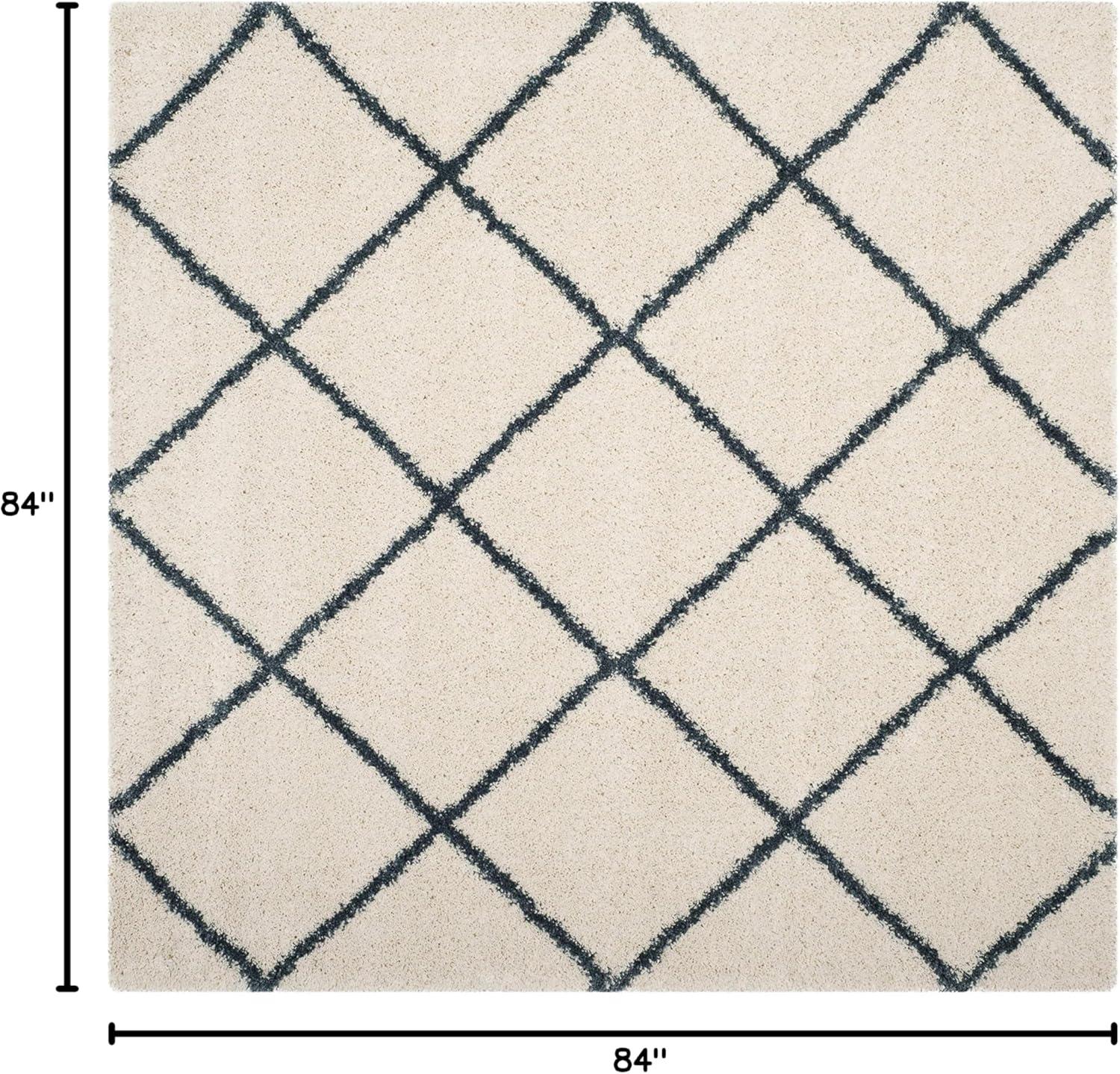 image:imageSAFAVIEH Hudson Shag Collection Area Rug 53 x 76 Ivory amp Grey Modern Trellis Design NonShedding amp Easy Care 2inch Thick Ideal for High Traffic Areas in Living Room Bedroom SGH281AIvorySteel Blue