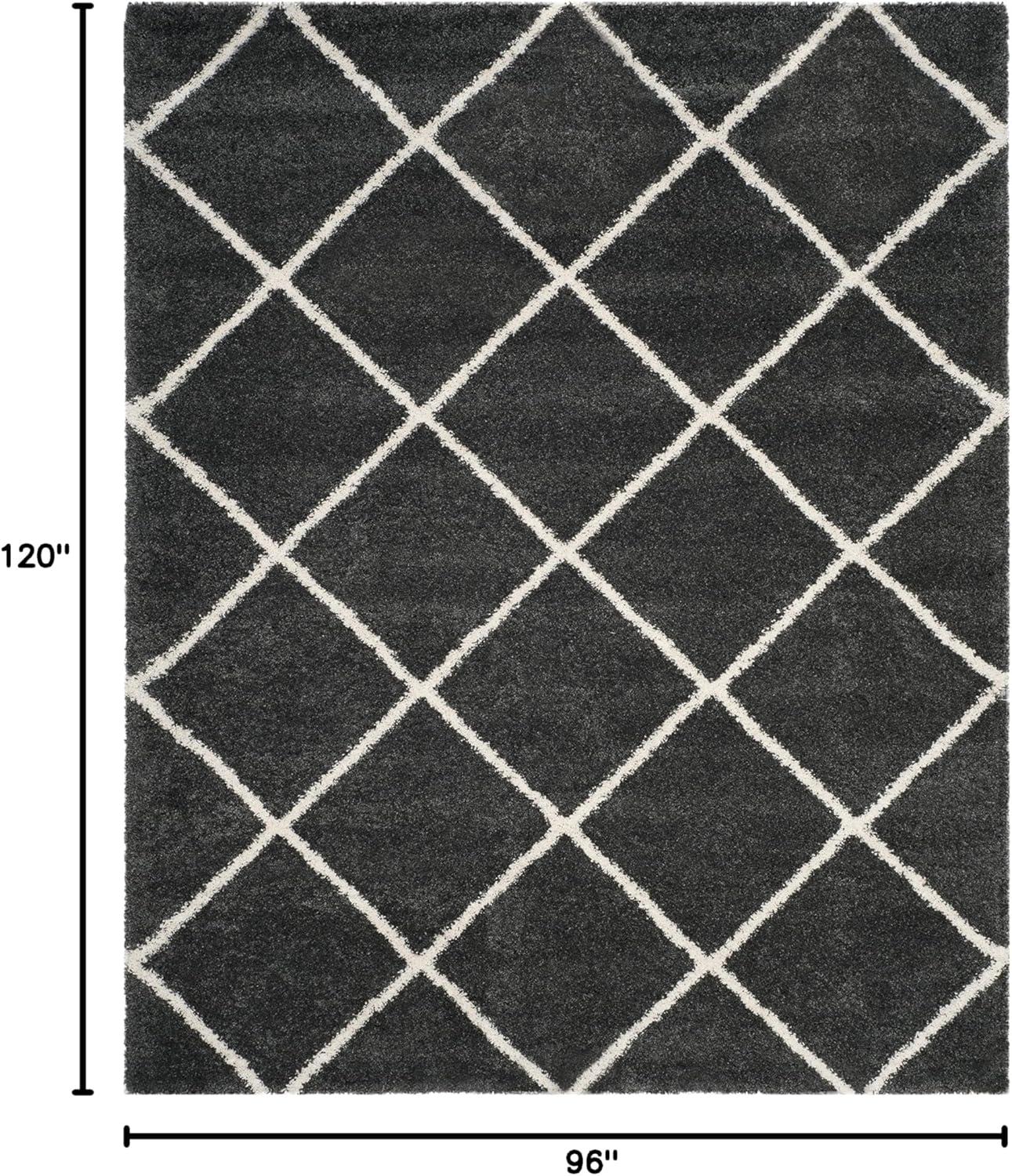 image:imageSAFAVIEH Hudson Shag Collection Area Rug 53 x 76 Ivory amp Grey Modern Trellis Design NonShedding amp Easy Care 2inch Thick Ideal for High Traffic Areas in Living Room Bedroom SGH281ADark GreyIvory
