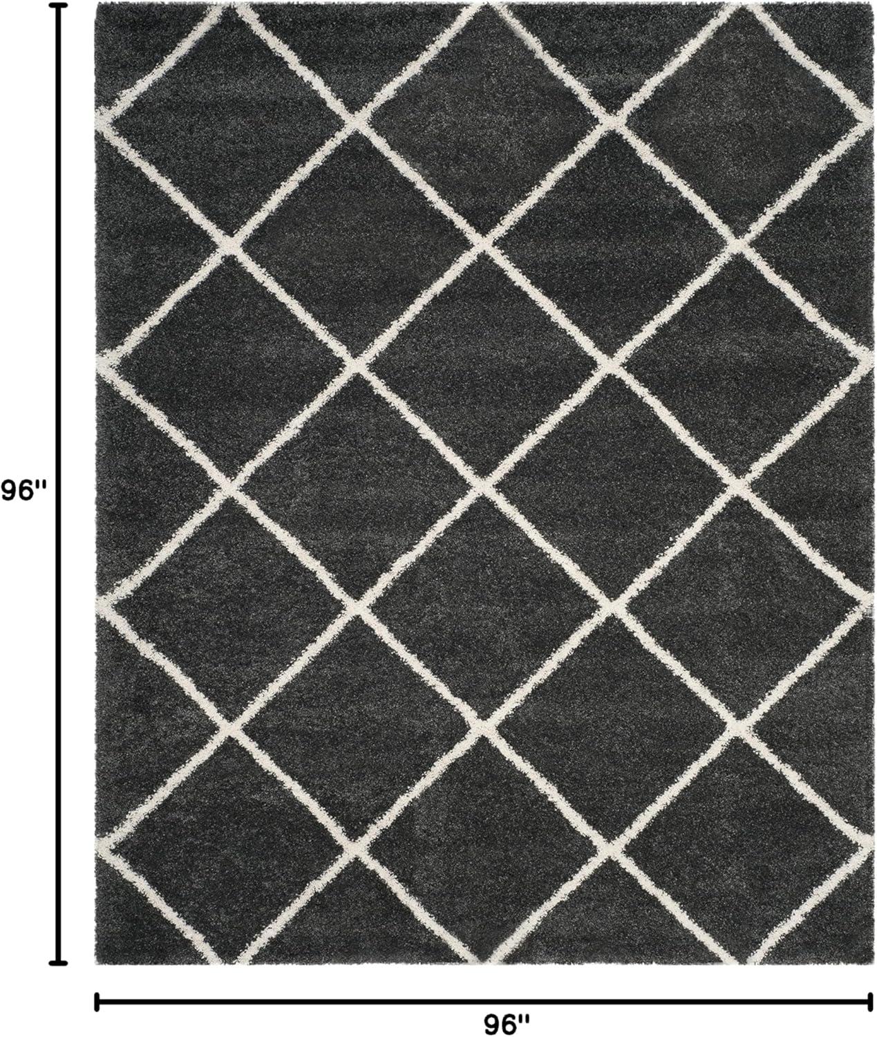 image:imageSAFAVIEH Hudson Shag Collection Area Rug 53 x 76 Ivory amp Grey Modern Trellis Design NonShedding amp Easy Care 2inch Thick Ideal for High Traffic Areas in Living Room Bedroom SGH281ADark GreyIvory