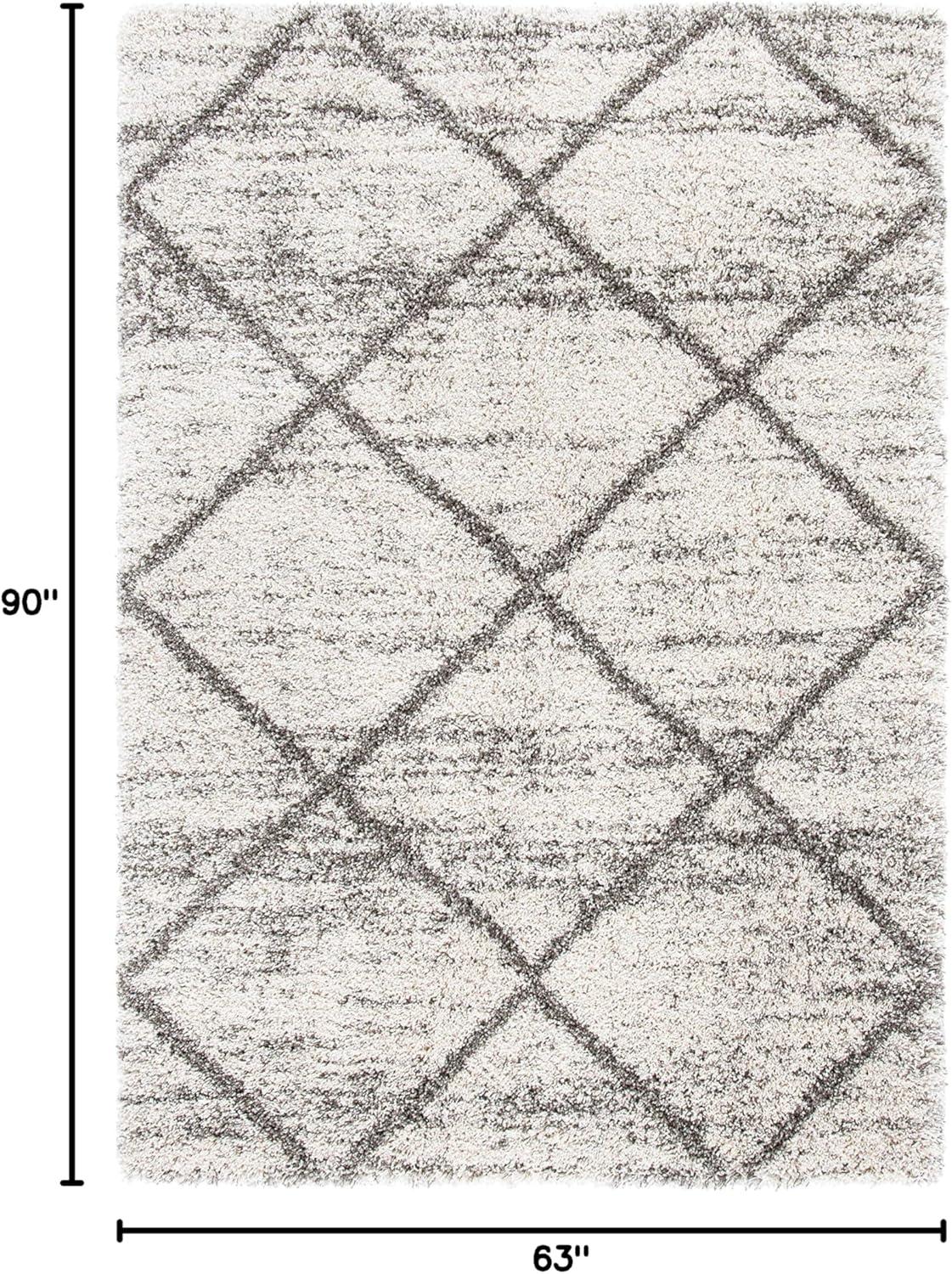 image:imageSAFAVIEH Hudson Shag Collection Area Rug 53 x 76 Ivory amp Grey Modern Trellis Design NonShedding amp Easy Care 2inch Thick Ideal for High Traffic Areas in Living Room Bedroom SGH281AGreyBeige