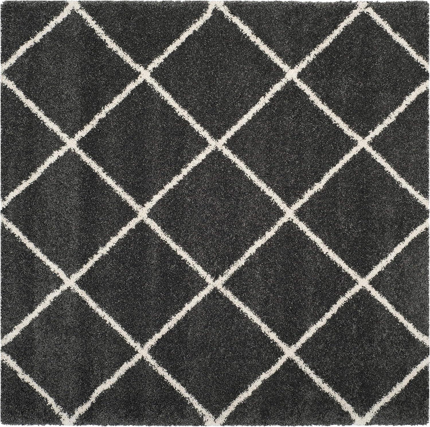image:imageSAFAVIEH Hudson Shag Collection Area Rug 53 x 76 Ivory amp Grey Modern Trellis Design NonShedding amp Easy Care 2inch Thick Ideal for High Traffic Areas in Living Room Bedroom SGH281ADark GreyIvory