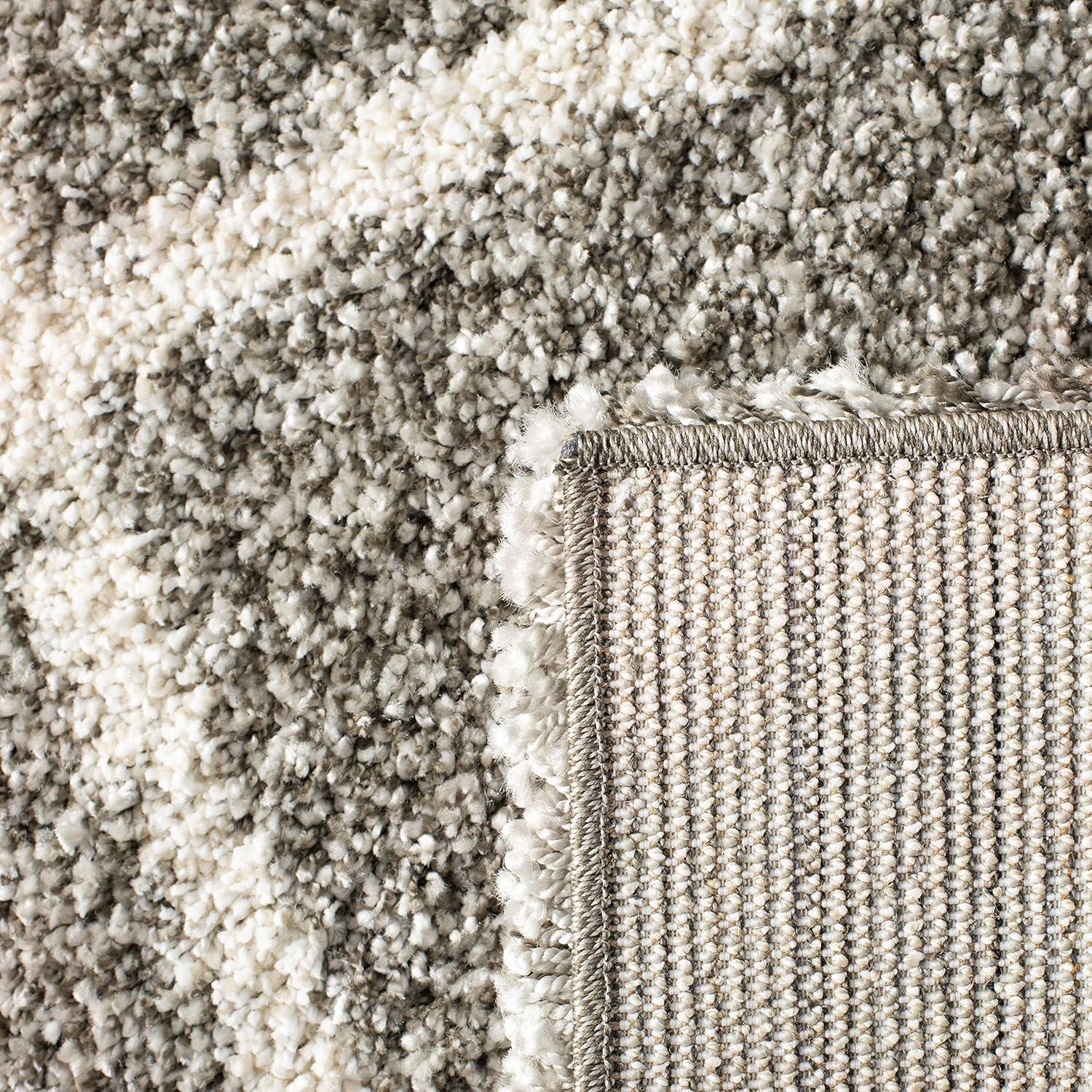 image:imageSAFAVIEH Hudson Shag Collection Area Rug 53 x 76 Ivory amp Grey Modern Trellis Design NonShedding amp Easy Care 2inch Thick Ideal for High Traffic Areas in Living Room Bedroom SGH281AGreyIvory