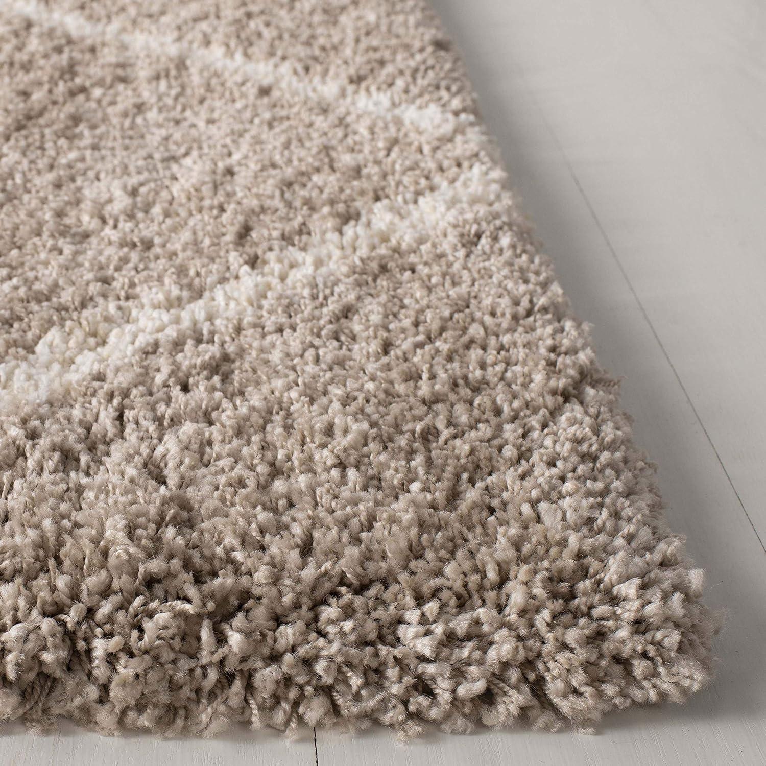 image:imageSAFAVIEH Hudson Shag Collection Area Rug 53 x 76 Ivory amp Grey Modern Trellis Design NonShedding amp Easy Care 2inch Thick Ideal for High Traffic Areas in Living Room Bedroom SGH281ABeigeIvory