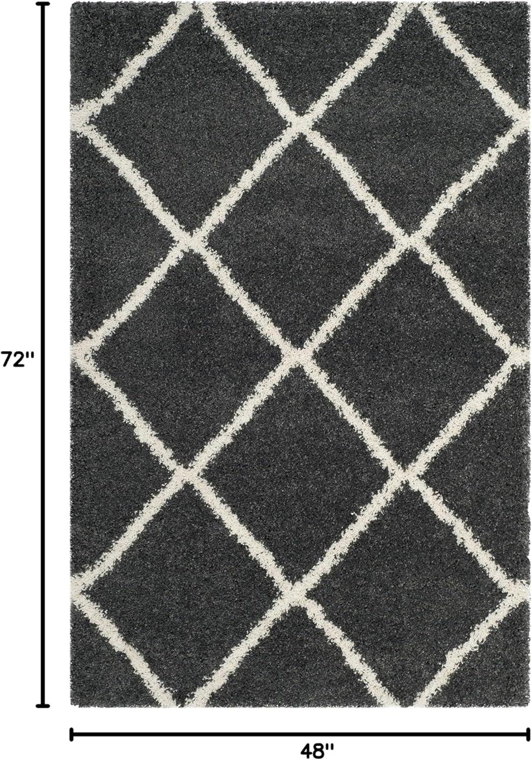 image:imageSAFAVIEH Hudson Shag Collection Area Rug 53 x 76 Ivory amp Grey Modern Trellis Design NonShedding amp Easy Care 2inch Thick Ideal for High Traffic Areas in Living Room Bedroom SGH281ADark GreyIvory