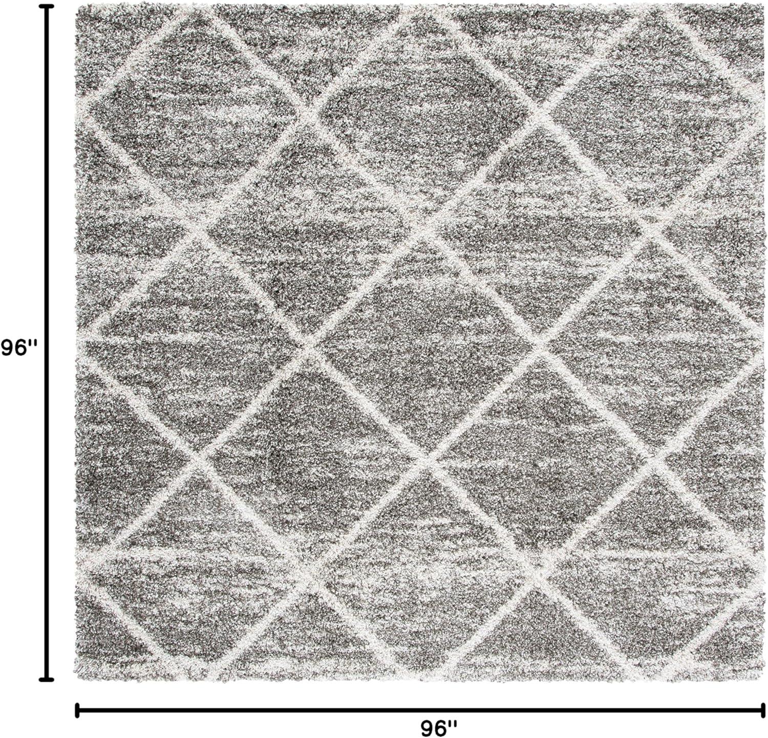 image:imageSAFAVIEH Hudson Shag Collection Area Rug 53 x 76 Ivory amp Grey Modern Trellis Design NonShedding amp Easy Care 2inch Thick Ideal for High Traffic Areas in Living Room Bedroom SGH281ADistressed GreyIvory