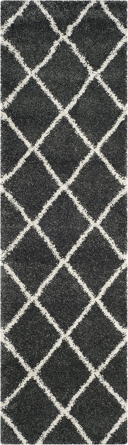 image:imageSAFAVIEH Hudson Shag Collection Area Rug 53 x 76 Ivory amp Grey Modern Trellis Design NonShedding amp Easy Care 2inch Thick Ideal for High Traffic Areas in Living Room Bedroom SGH281ADark GreyIvory