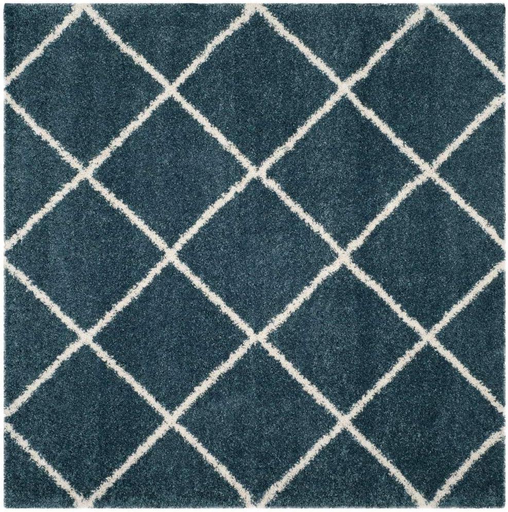 image:imageSAFAVIEH Hudson Shag Collection Area Rug 53 x 76 Ivory amp Grey Modern Trellis Design NonShedding amp Easy Care 2inch Thick Ideal for High Traffic Areas in Living Room Bedroom SGH281ASlate BlueIvory