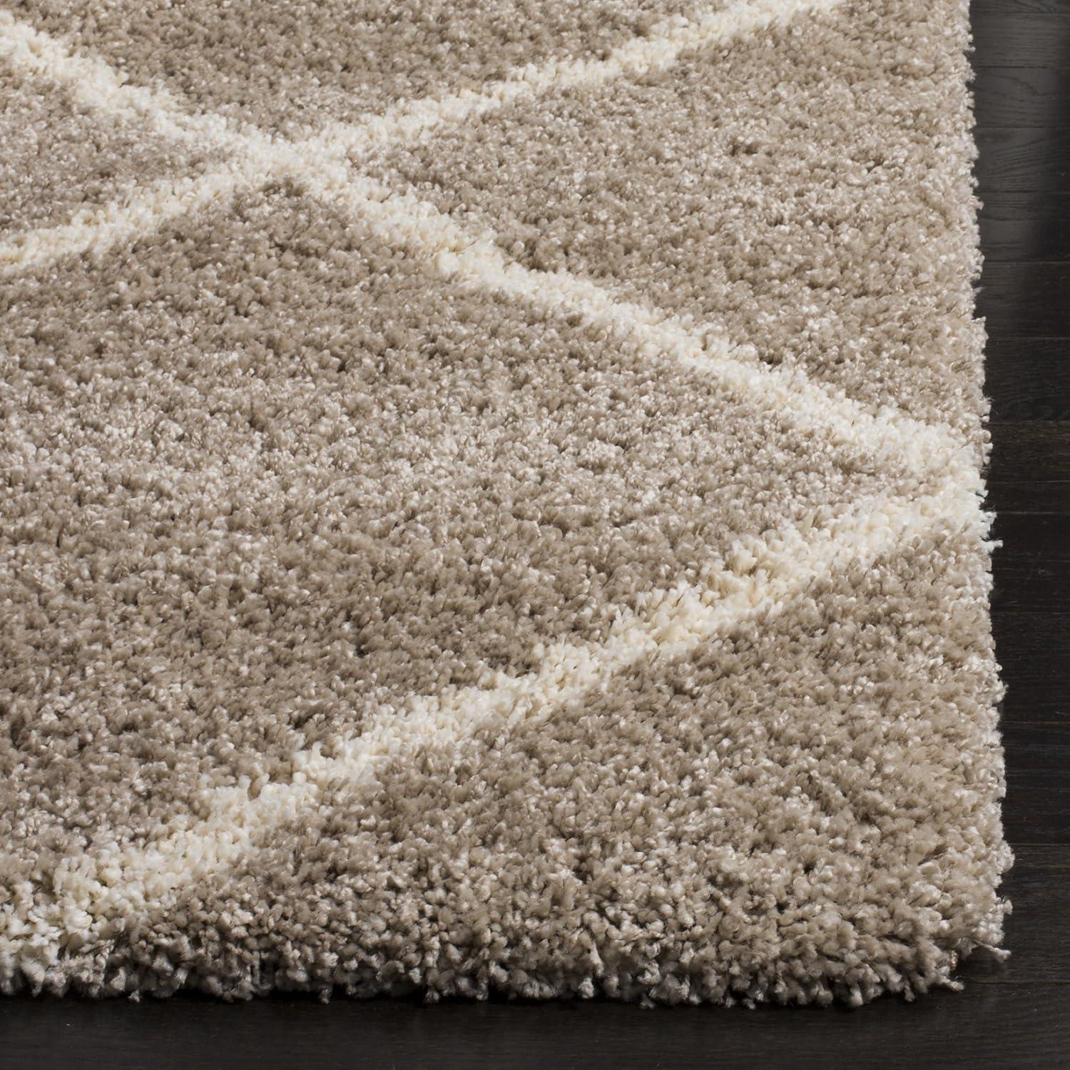 image:imageSAFAVIEH Hudson Shag Collection Area Rug 53 x 76 Ivory amp Grey Modern Trellis Design NonShedding amp Easy Care 2inch Thick Ideal for High Traffic Areas in Living Room Bedroom SGH281ABeigeIvory