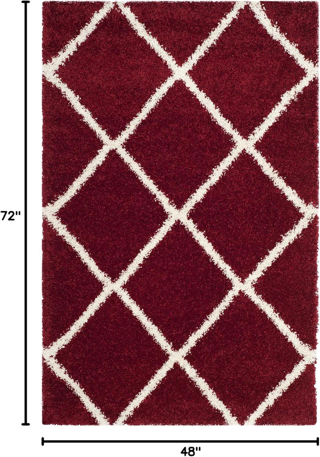 image:imageSAFAVIEH Hudson Shag Collection Area Rug 53 x 76 Ivory amp Grey Modern Trellis Design NonShedding amp Easy Care 2inch Thick Ideal for High Traffic Areas in Living Room Bedroom SGH281ARedIvory