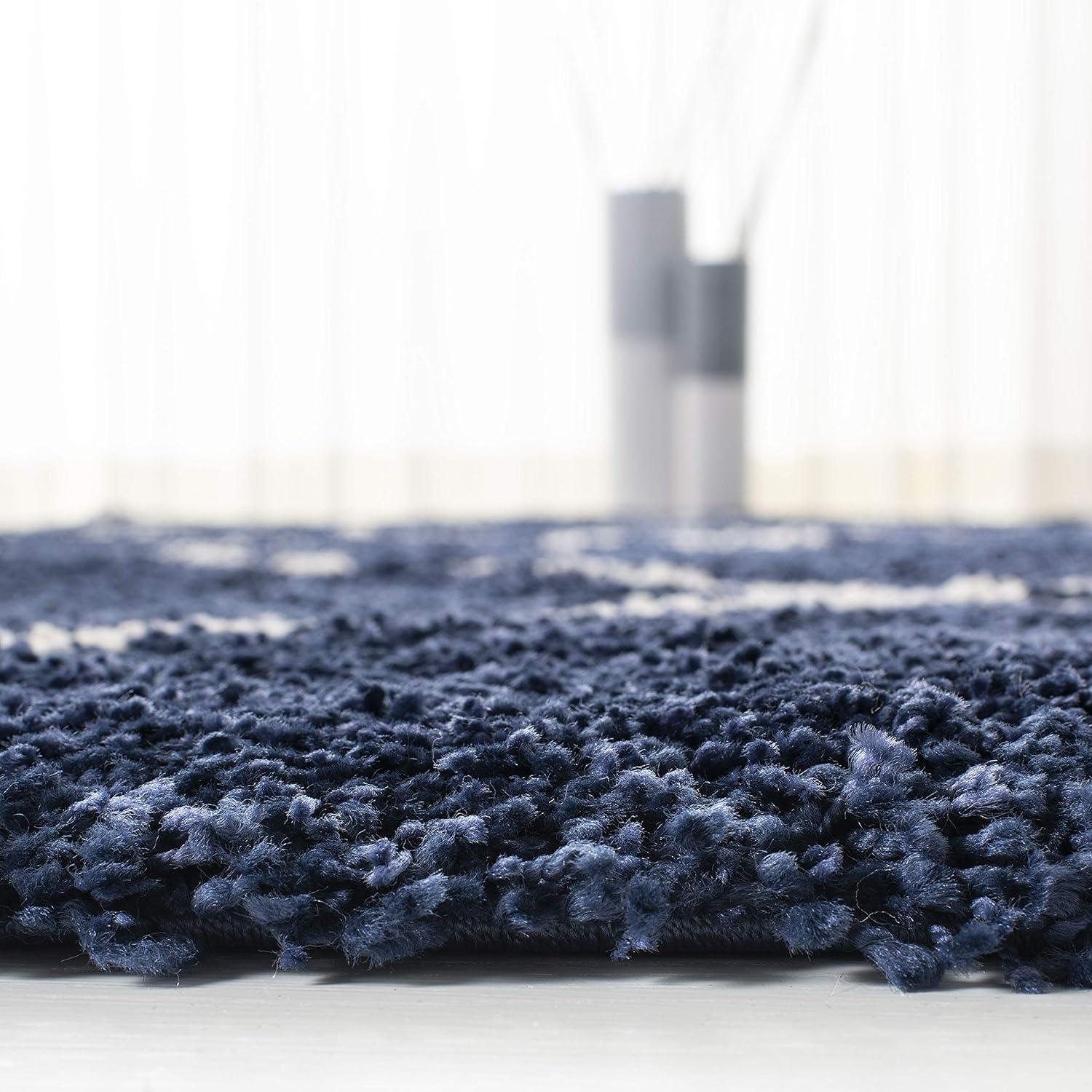 image:imageSAFAVIEH Hudson Shag Collection Area Rug 53 x 76 Ivory amp Grey Modern Trellis Design NonShedding amp Easy Care 2inch Thick Ideal for High Traffic Areas in Living Room Bedroom SGH281ANavyIvory