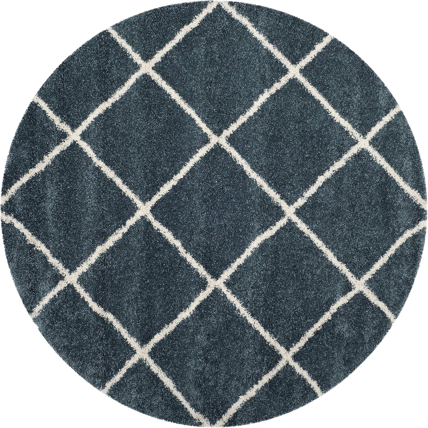 image:imageSAFAVIEH Hudson Shag Collection Area Rug 53 x 76 Ivory amp Grey Modern Trellis Design NonShedding amp Easy Care 2inch Thick Ideal for High Traffic Areas in Living Room Bedroom SGH281ASlate BlueIvory