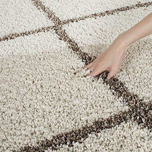 image:imageSAFAVIEH Hudson Shag Collection Area Rug 53 x 76 Ivory amp Grey Modern Trellis Design NonShedding amp Easy Care 2inch Thick Ideal for High Traffic Areas in Living Room Bedroom SGH281AIvoryBeige