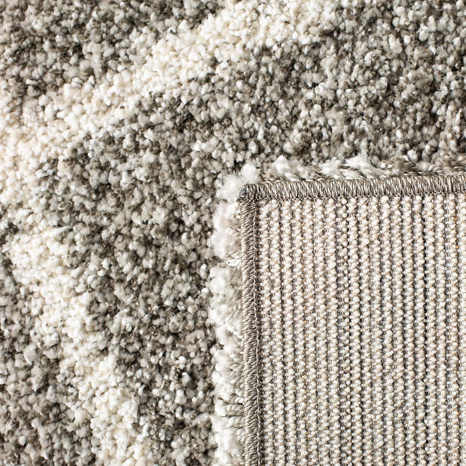 image:imageSAFAVIEH Hudson Shag Collection Area Rug 53 x 76 Ivory amp Grey Modern Trellis Design NonShedding amp Easy Care 2inch Thick Ideal for High Traffic Areas in Living Room Bedroom SGH281AGreyIvory