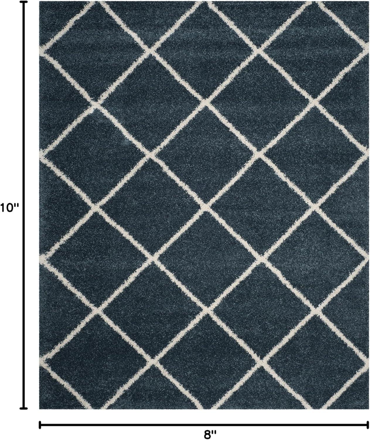image:imageSAFAVIEH Hudson Shag Collection Area Rug 53 x 76 Ivory amp Grey Modern Trellis Design NonShedding amp Easy Care 2inch Thick Ideal for High Traffic Areas in Living Room Bedroom SGH281ASlate BlueIvory