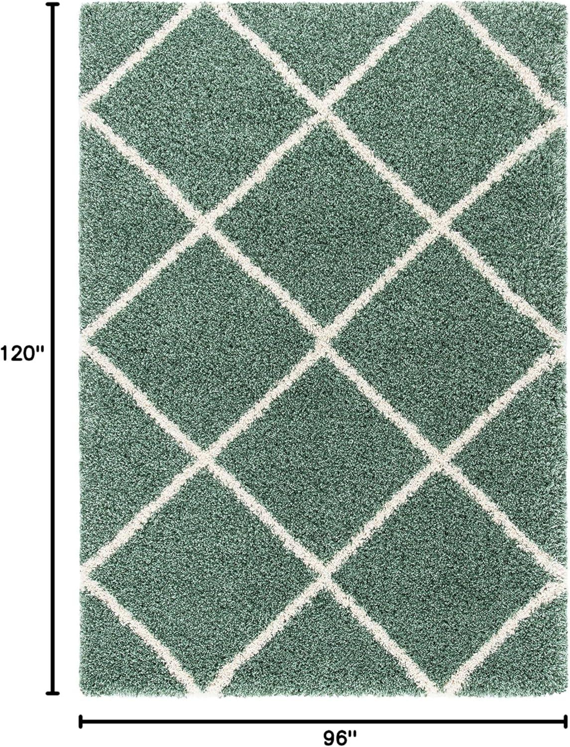 image:imageSAFAVIEH Hudson Shag Collection Area Rug 53 x 76 Ivory amp Grey Modern Trellis Design NonShedding amp Easy Care 2inch Thick Ideal for High Traffic Areas in Living Room Bedroom SGH281AGreenIvory