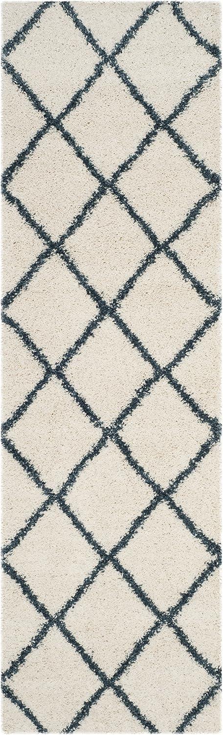 image:imageSAFAVIEH Hudson Shag Collection Area Rug 53 x 76 Ivory amp Grey Modern Trellis Design NonShedding amp Easy Care 2inch Thick Ideal for High Traffic Areas in Living Room Bedroom SGH281AIvorySteel Blue