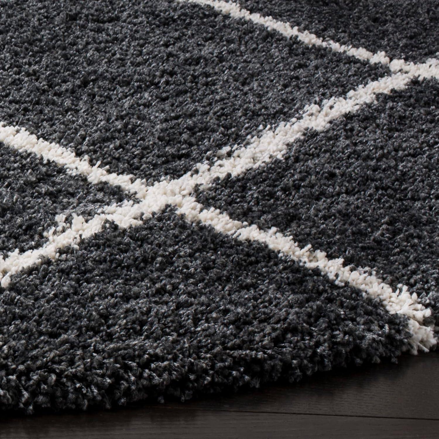 image:imageSAFAVIEH Hudson Shag Collection Area Rug 53 x 76 Ivory amp Grey Modern Trellis Design NonShedding amp Easy Care 2inch Thick Ideal for High Traffic Areas in Living Room Bedroom SGH281ADark GreyIvory