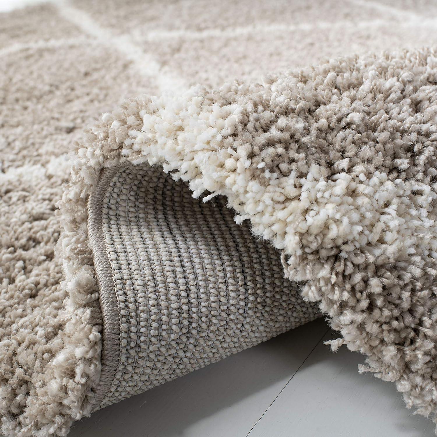 image:imageSAFAVIEH Hudson Shag Collection Area Rug 53 x 76 Ivory amp Grey Modern Trellis Design NonShedding amp Easy Care 2inch Thick Ideal for High Traffic Areas in Living Room Bedroom SGH281ABeigeIvory