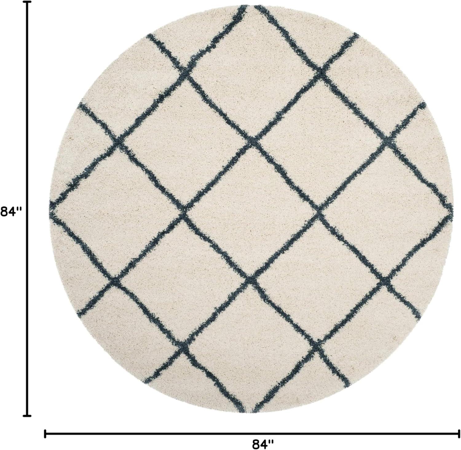 image:imageSAFAVIEH Hudson Shag Collection Area Rug 53 x 76 Ivory amp Grey Modern Trellis Design NonShedding amp Easy Care 2inch Thick Ideal for High Traffic Areas in Living Room Bedroom SGH281AIvorySteel Blue