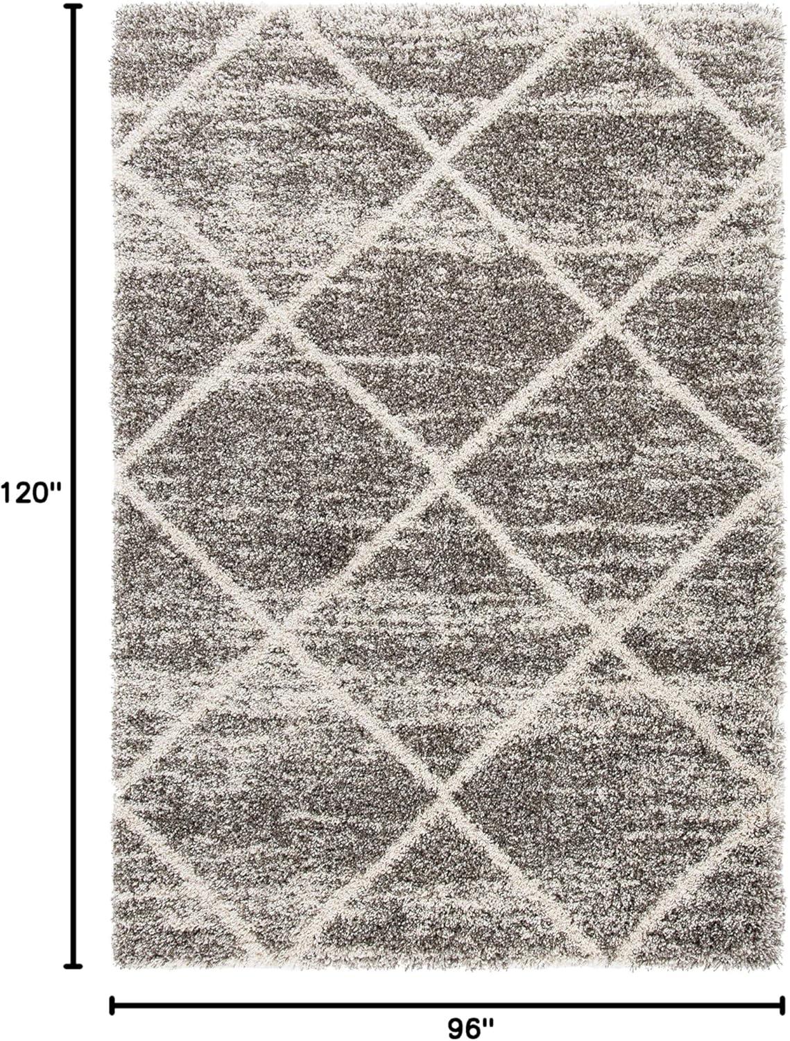 image:imageSAFAVIEH Hudson Shag Collection Area Rug 53 x 76 Ivory amp Grey Modern Trellis Design NonShedding amp Easy Care 2inch Thick Ideal for High Traffic Areas in Living Room Bedroom SGH281ADistressed GreyIvory
