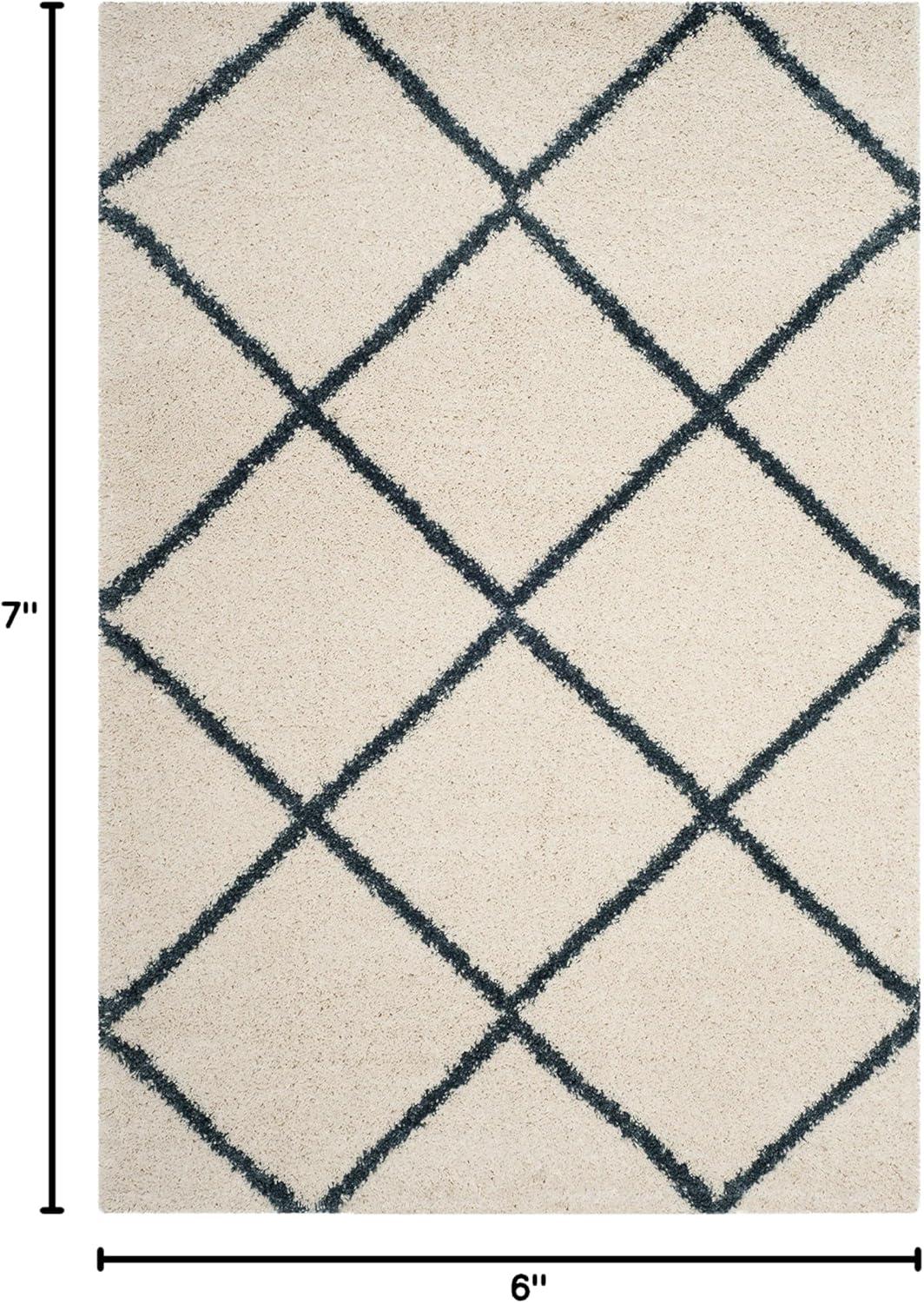 image:imageSAFAVIEH Hudson Shag Collection Area Rug 53 x 76 Ivory amp Grey Modern Trellis Design NonShedding amp Easy Care 2inch Thick Ideal for High Traffic Areas in Living Room Bedroom SGH281AIvorySteel Blue