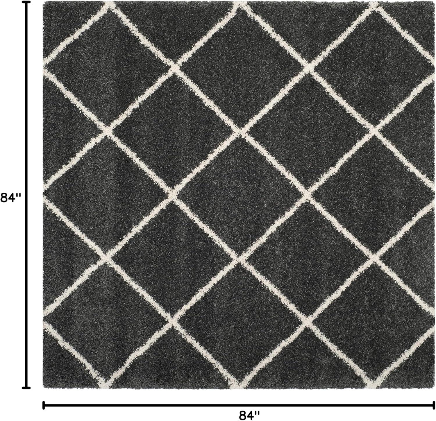 image:imageSAFAVIEH Hudson Shag Collection Area Rug 53 x 76 Ivory amp Grey Modern Trellis Design NonShedding amp Easy Care 2inch Thick Ideal for High Traffic Areas in Living Room Bedroom SGH281ADark GreyIvory
