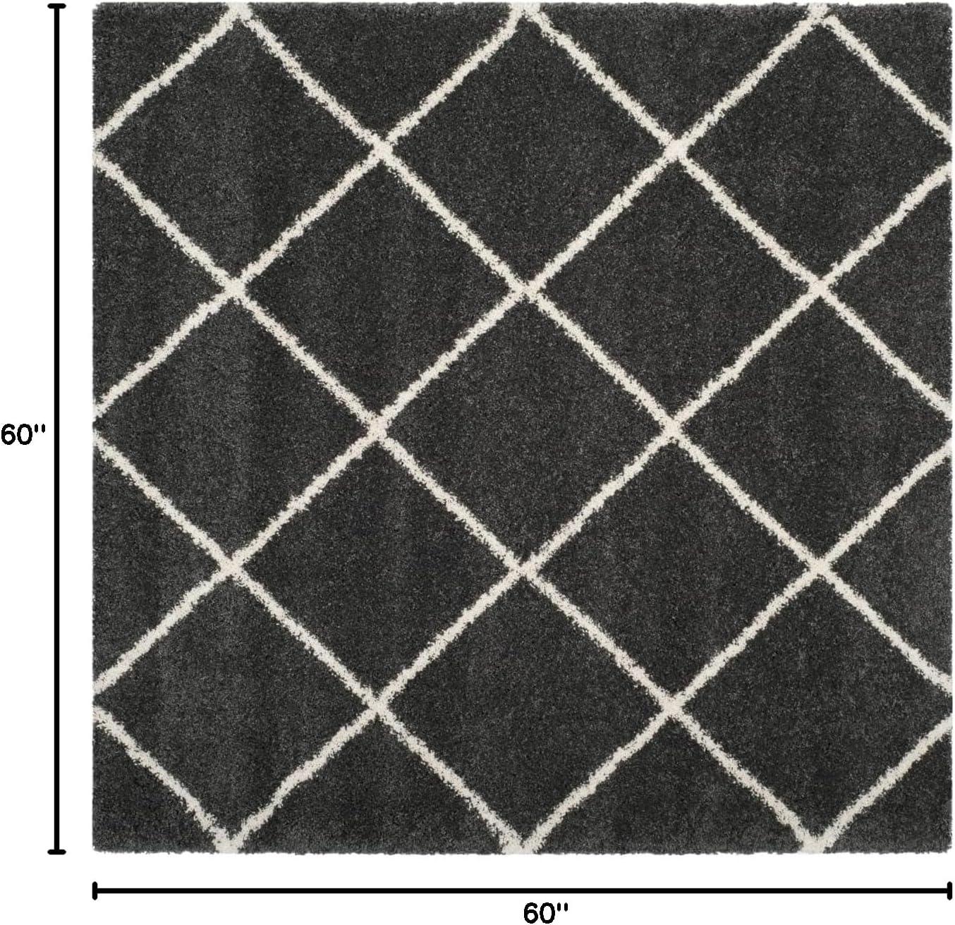 image:imageSAFAVIEH Hudson Shag Collection Area Rug 53 x 76 Ivory amp Grey Modern Trellis Design NonShedding amp Easy Care 2inch Thick Ideal for High Traffic Areas in Living Room Bedroom SGH281ADark GreyIvory