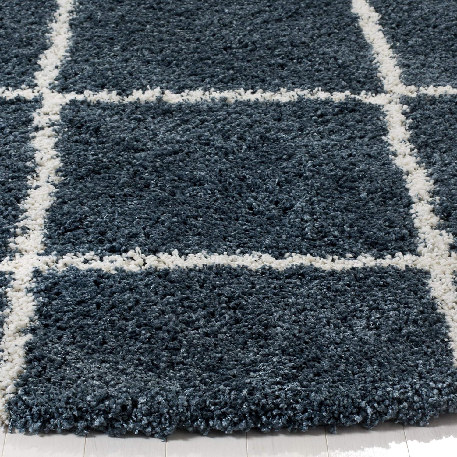 image:imageSAFAVIEH Hudson Shag Collection Area Rug 53 x 76 Ivory amp Grey Modern Trellis Design NonShedding amp Easy Care 2inch Thick Ideal for High Traffic Areas in Living Room Bedroom SGH281ASlate BlueIvory