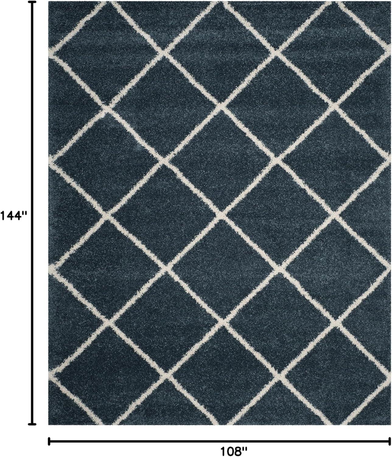 image:imageSAFAVIEH Hudson Shag Collection Area Rug 53 x 76 Ivory amp Grey Modern Trellis Design NonShedding amp Easy Care 2inch Thick Ideal for High Traffic Areas in Living Room Bedroom SGH281ASlate BlueIvory