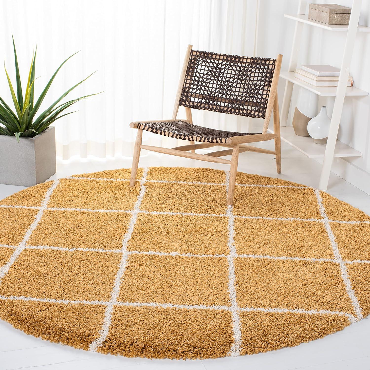 image:imageSAFAVIEH Hudson Shag Collection Area Rug 53 x 76 Ivory amp Grey Modern Trellis Design NonShedding amp Easy Care 2inch Thick Ideal for High Traffic Areas in Living Room Bedroom SGH281AGoldIvory