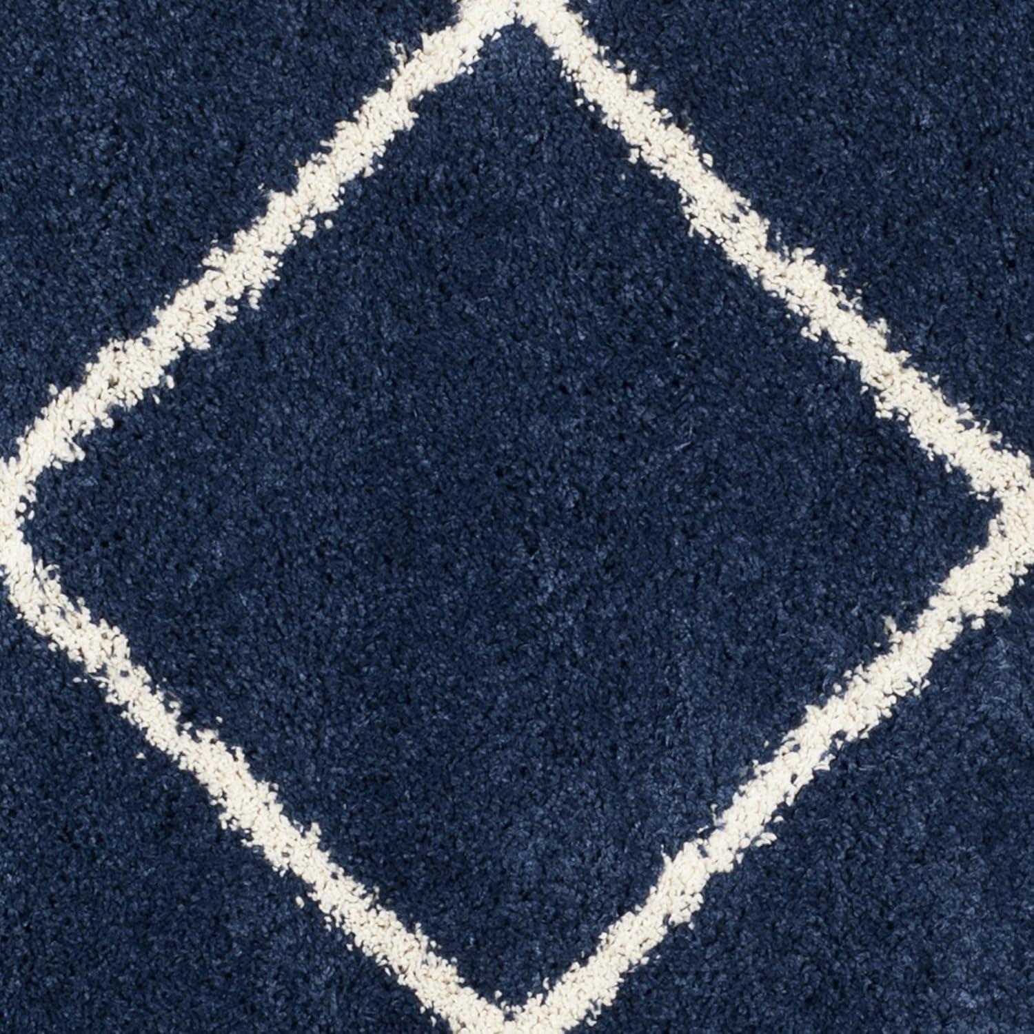 image:imageSAFAVIEH Hudson Shag Collection Area Rug 53 x 76 Ivory amp Grey Modern Trellis Design NonShedding amp Easy Care 2inch Thick Ideal for High Traffic Areas in Living Room Bedroom SGH281ANavyIvory