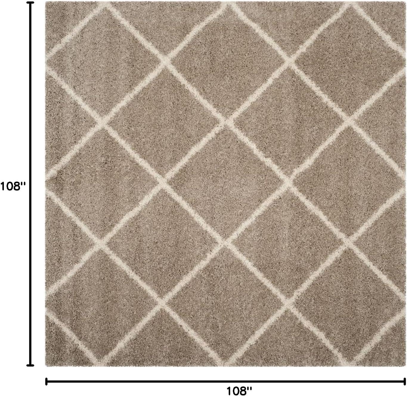 image:imageSAFAVIEH Hudson Shag Collection Area Rug 53 x 76 Ivory amp Grey Modern Trellis Design NonShedding amp Easy Care 2inch Thick Ideal for High Traffic Areas in Living Room Bedroom SGH281ABeigeIvory