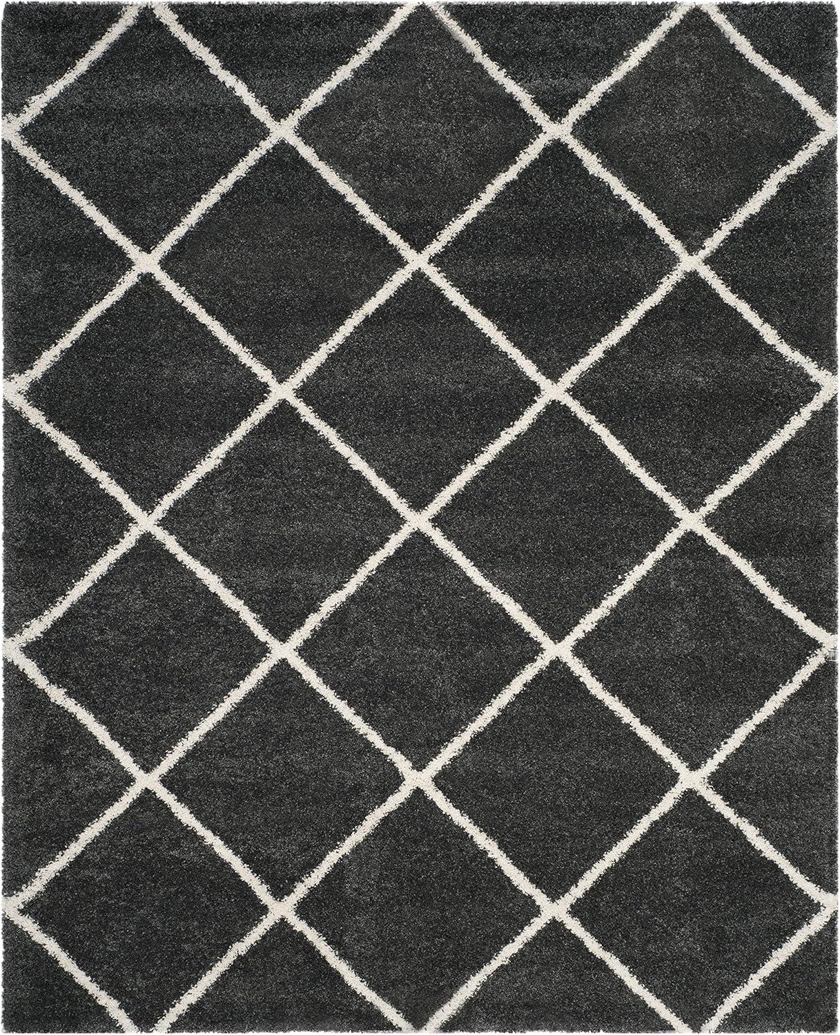 image:imageSAFAVIEH Hudson Shag Collection Area Rug 53 x 76 Ivory amp Grey Modern Trellis Design NonShedding amp Easy Care 2inch Thick Ideal for High Traffic Areas in Living Room Bedroom SGH281ADark GreyIvory