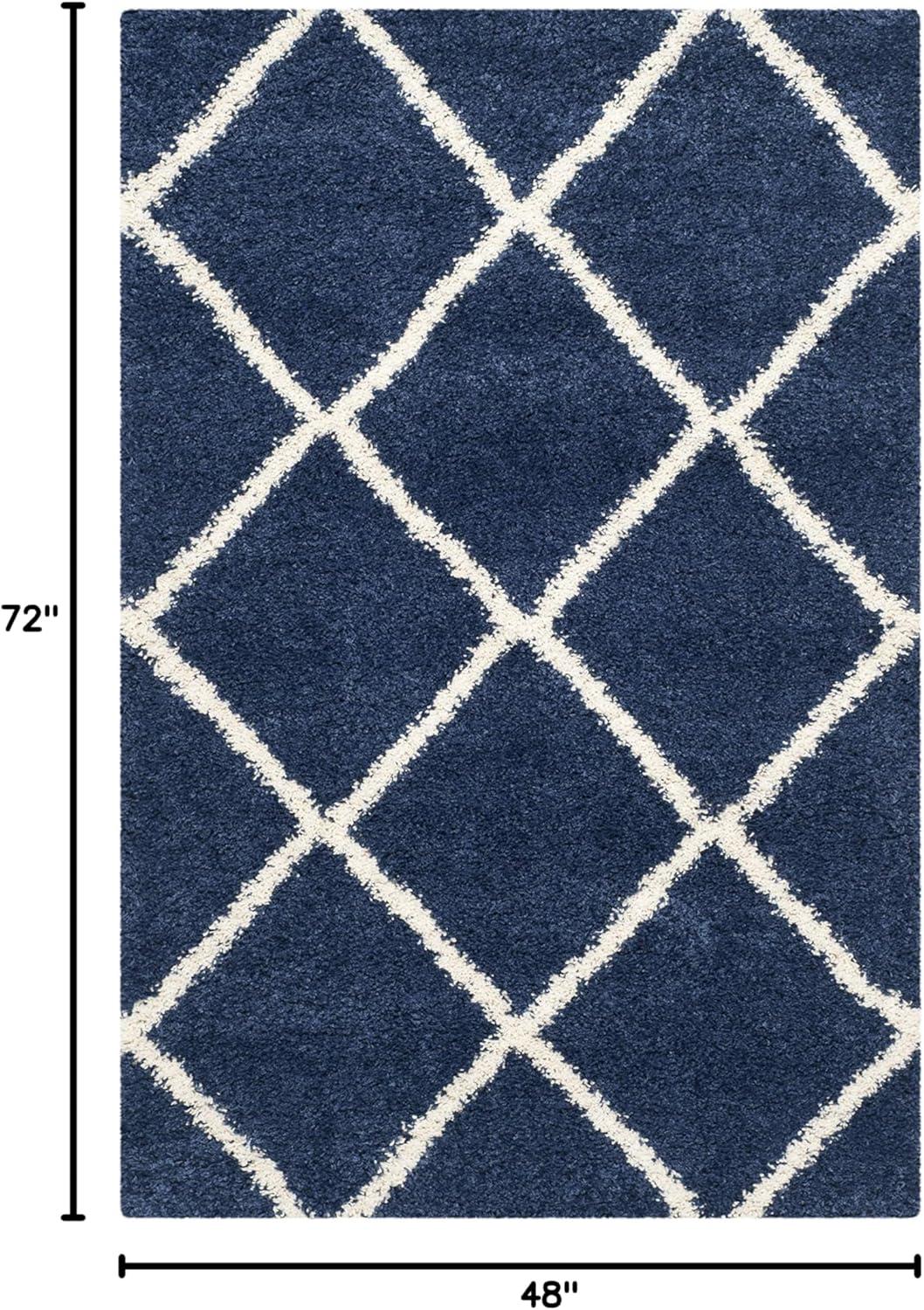 image:imageSAFAVIEH Hudson Shag Collection Area Rug 53 x 76 Ivory amp Grey Modern Trellis Design NonShedding amp Easy Care 2inch Thick Ideal for High Traffic Areas in Living Room Bedroom SGH281ANavyIvory
