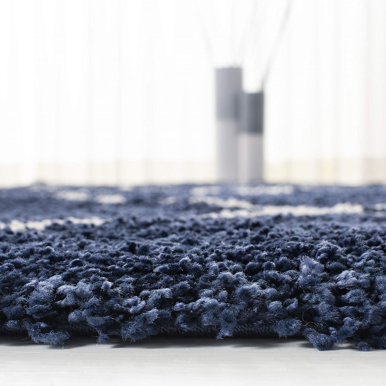 image:imageSAFAVIEH Hudson Shag Collection Area Rug 53 x 76 Ivory amp Grey Modern Trellis Design NonShedding amp Easy Care 2inch Thick Ideal for High Traffic Areas in Living Room Bedroom SGH281ANavyIvory